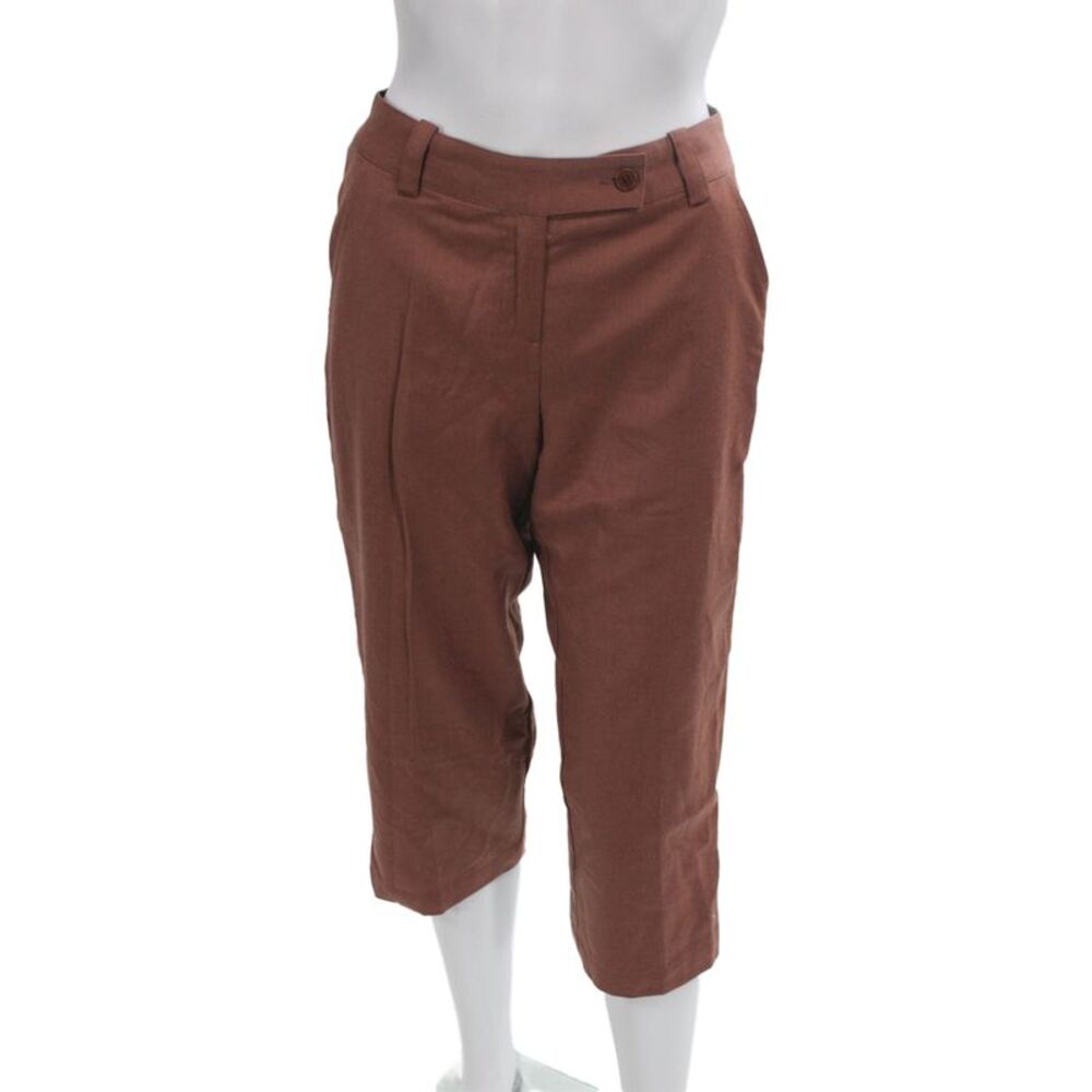 John Varvatos Womens Capri Pants Brown 100% Wool Button Closure Size 38